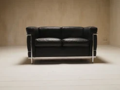 Pamono LC2 2-Seater Sofa by Charlotte Perriand and Le Corbusier, 1990s Hot