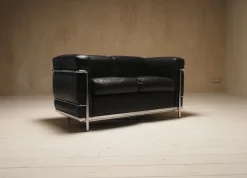 Pamono LC2 2-Seater Sofa by Charlotte Perriand and Le Corbusier, 1990s Hot