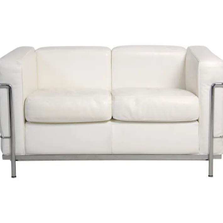 Pamono LC2 2-Seater Sofa in White Leather by Le Corbusier Outlet