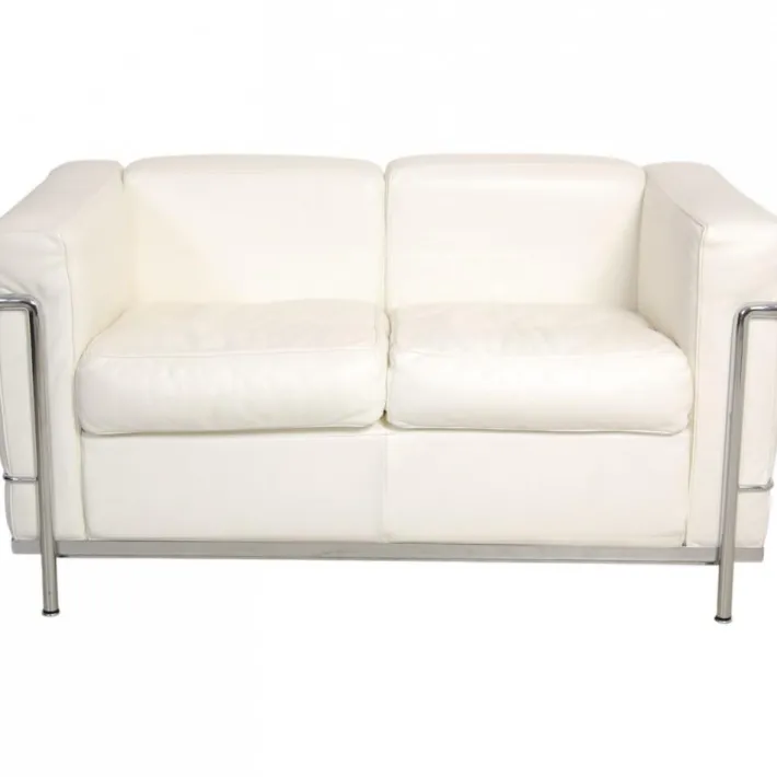 Pamono LC2 2-Seater Sofa in White Leather by Le Corbusier Online