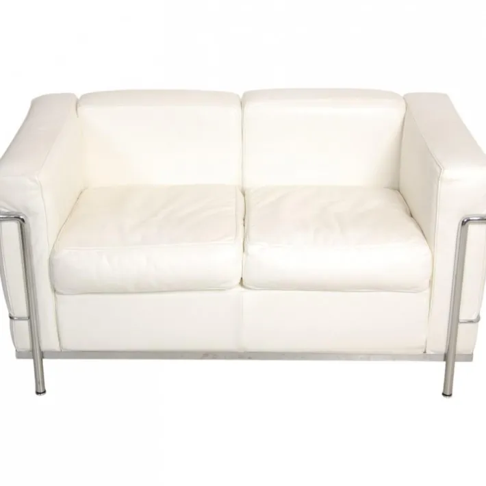 Pamono LC2 2-Seater Sofa in White Leather by Le Corbusier Online