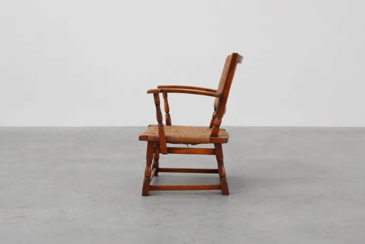 Pamono Leather and Oak Armchair by Theo Ruth for Artifort, The Netherlands, 1940s Clearance