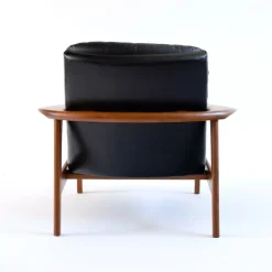 Pamono Leather Armchairs with Teak Frames, 1960s, Set of 2