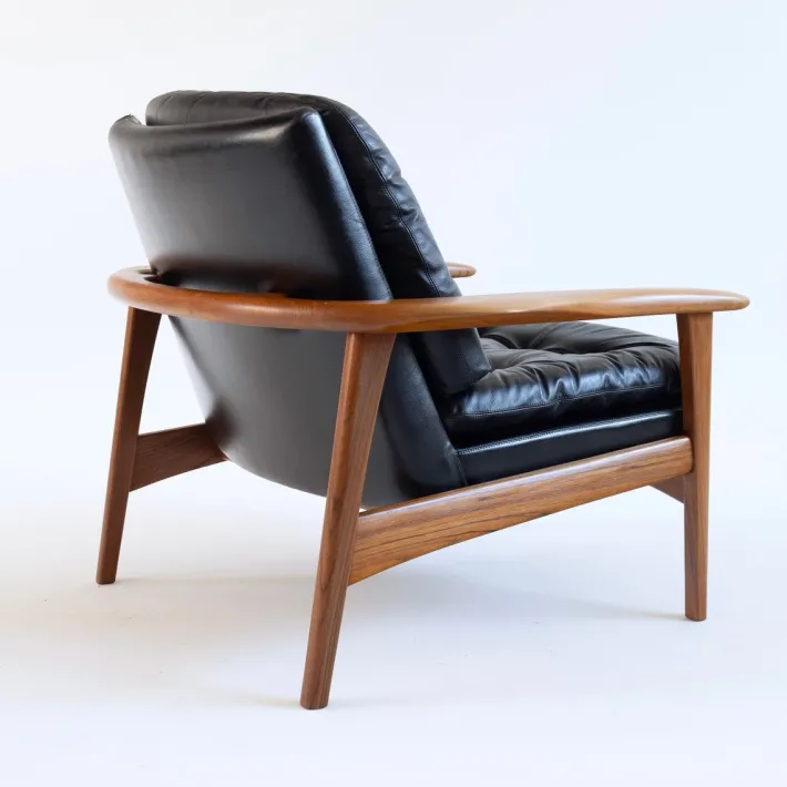 Pamono Leather Armchairs with Teak Frames, 1960s, Set of 2