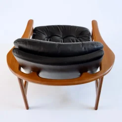 Pamono Leather Armchairs with Teak Frames, 1960s, Set of 2