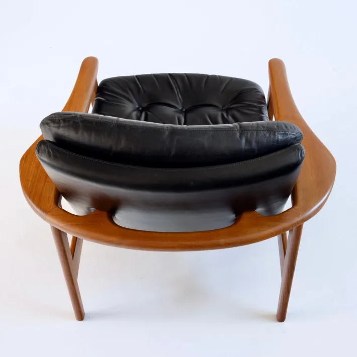 Pamono Leather Armchairs with Teak Frames, 1960s, Set of 2