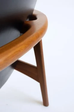 Pamono Leather Armchairs with Teak Frames, 1960s, Set of 2