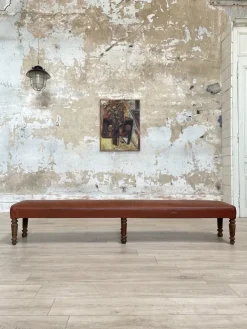 Pamono Leather Bistro Bench, 1930s Hot
