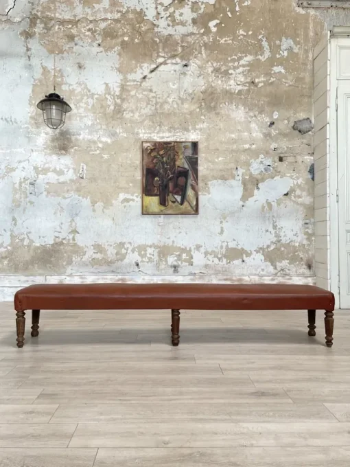 Pamono Leather Bistro Bench, 1930s Hot