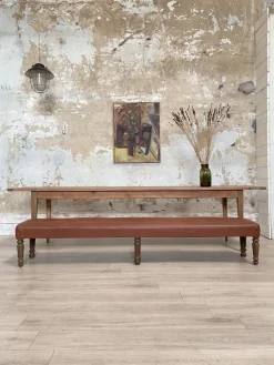 Pamono Leather Bistro Bench, 1930s Hot