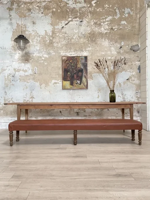 Pamono Leather Bistro Bench, 1930s Hot