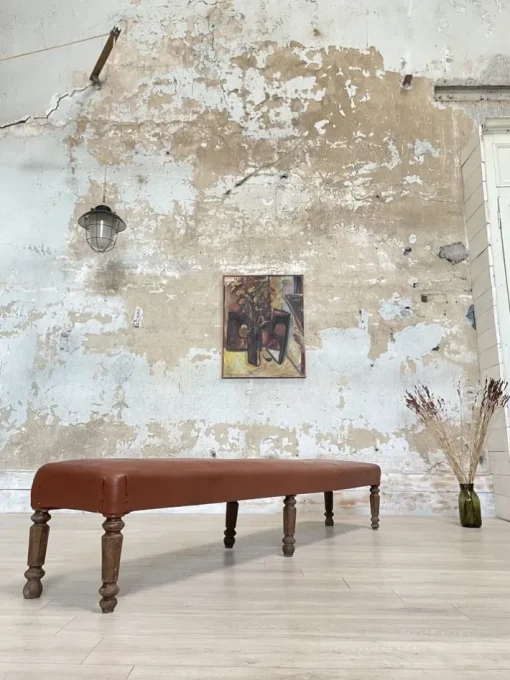 Pamono Leather Bistro Bench, 1930s Hot