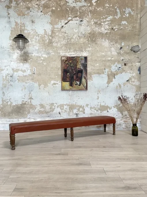 Pamono Leather Bistro Bench, 1930s Hot