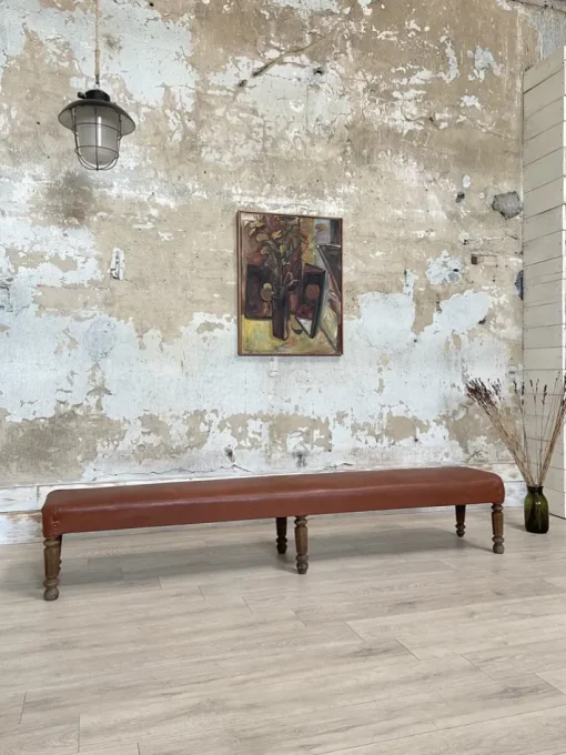 Pamono Leather Bistro Bench, 1930s Hot
