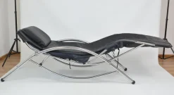 Pamono Leather Chaise Lounge, 1980s
