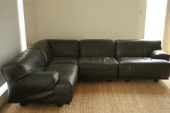 Pamono Leather Flandra Modular Sofa by Vico Magistretti for Cassina, Italy, 1970s, Set of 4 Sale