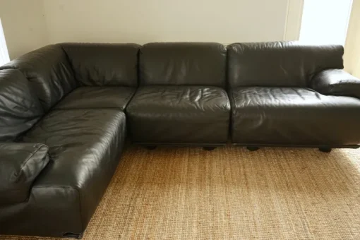 Pamono Leather Flandra Modular Sofa by Vico Magistretti for Cassina, Italy, 1970s, Set of 4 Sale