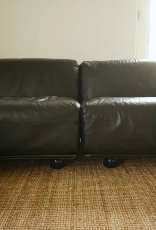 Pamono Leather Flandra Modular Sofa by Vico Magistretti for Cassina, Italy, 1970s, Set of 4 Sale