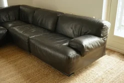 Pamono Leather Flandra Modular Sofa by Vico Magistretti for Cassina, Italy, 1970s, Set of 4 Sale