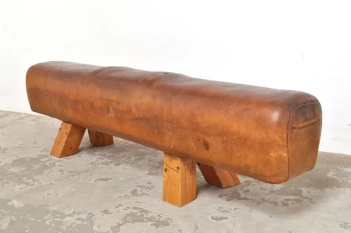 Pamono Leather Gymnastic Horse Bench, 1940s New