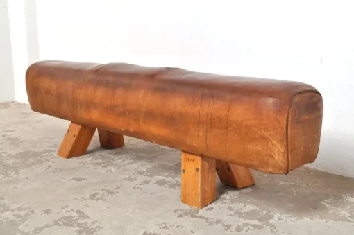 Pamono Leather Gymnastic Horse Bench, 1940s New