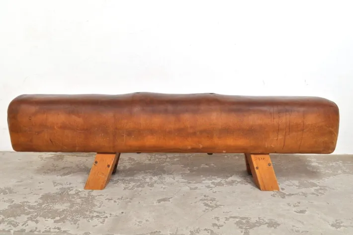Pamono Leather Gymnastic Horse Bench, 1940s New
