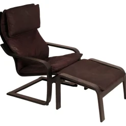 Pamono Leather Poäng Chairs & Footrest by Noboru Nakamura for IKEA, 1990s, Set of 3 Online