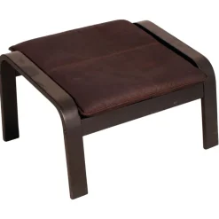 Pamono Leather Poäng Chairs & Footrest by Noboru Nakamura for IKEA, 1990s, Set of 3 Online