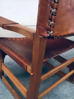 Pamono Leather Rocking Chair by Werner Biermann for Arte Sano Bogota, Colombia, 1960s