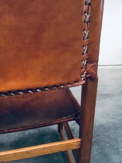 Pamono Leather Rocking Chair by Werner Biermann for Arte Sano Bogota, Colombia, 1960s