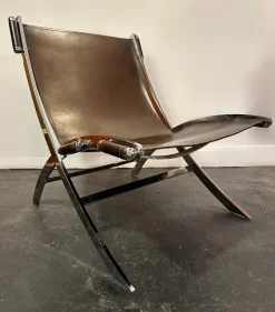 Pamono Leather Scissor Chair by Antonio Citterio for Flexform Italia, 1980s Online