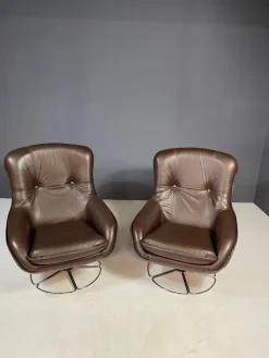 Pamono Leather Swivel Armchairs from PEEM, Finland, 1970s, Set of 2 Clearance