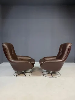 Pamono Leather Swivel Armchairs from PEEM, Finland, 1970s, Set of 2 Clearance