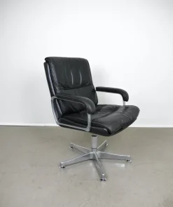 Pamono Leather Swivel Chair with Armrests from Draebert, Germany, 1970s Clearance