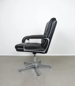 Pamono Leather Swivel Chair with Armrests from Draebert, Germany, 1970s Clearance
