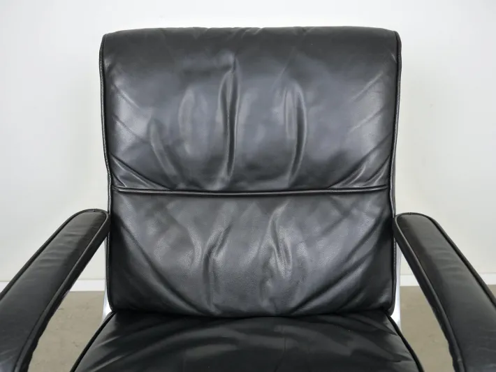 Pamono Leather Swivel Chair with Armrests from Draebert, Germany, 1970s Clearance