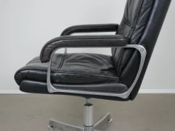 Pamono Leather Swivel Chair with Armrests from Draebert, Germany, 1970s Clearance