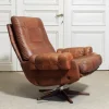 Pamono Leather Swivel Lounge Chair from OPE Möbler Jönköping, Sweden, 1960s Online
