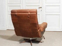 Pamono Leather Swivel Lounge Chair from OPE Möbler Jönköping, Sweden, 1960s Online