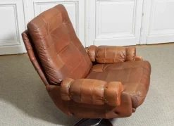Pamono Leather Swivel Lounge Chair from OPE Möbler Jönköping, Sweden, 1960s Online