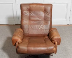 Pamono Leather Swivel Lounge Chair from OPE Möbler Jönköping, Sweden, 1960s Online