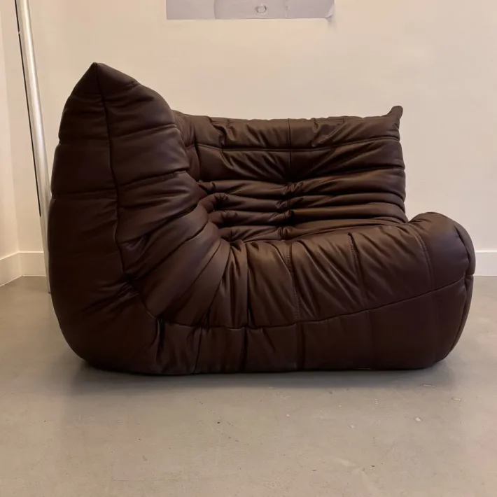 Pamono Leather Togo Set by Michel Ducaroy for Ligne Roset, 1973, Set of 3 Online