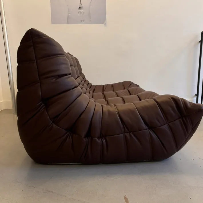 Pamono Leather Togo Set by Michel Ducaroy for Ligne Roset, 1973, Set of 3 Online