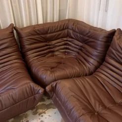 Pamono Leather Togo Set by Michel Ducaroy for Ligne Roset, 1973, Set of 3 Online