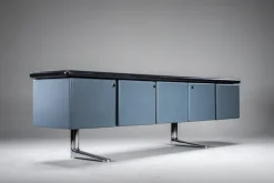 Pamono Leather-Wrapped Sideboard with Oak Trim by Warren Platner for Knoll, 1970s New