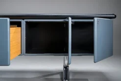 Pamono Leather-Wrapped Sideboard with Oak Trim by Warren Platner for Knoll, 1970s New