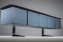 Pamono Leather-Wrapped Sideboard with Oak Trim by Warren Platner for Knoll, 1970s New