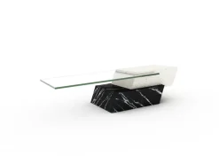 Pamono Lido Coffee Table in Black Marquina Marble and Natural Travertine by Joaquín Moll for Meddel Best