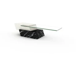 Pamono Lido Coffee Table in Black Marquina Marble and Natural Travertine by Joaquín Moll for Meddel Best