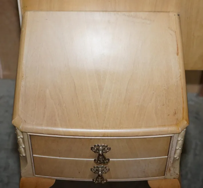 Pamono Light Walnut Headboard with Bedside Tables, 1940s Discount